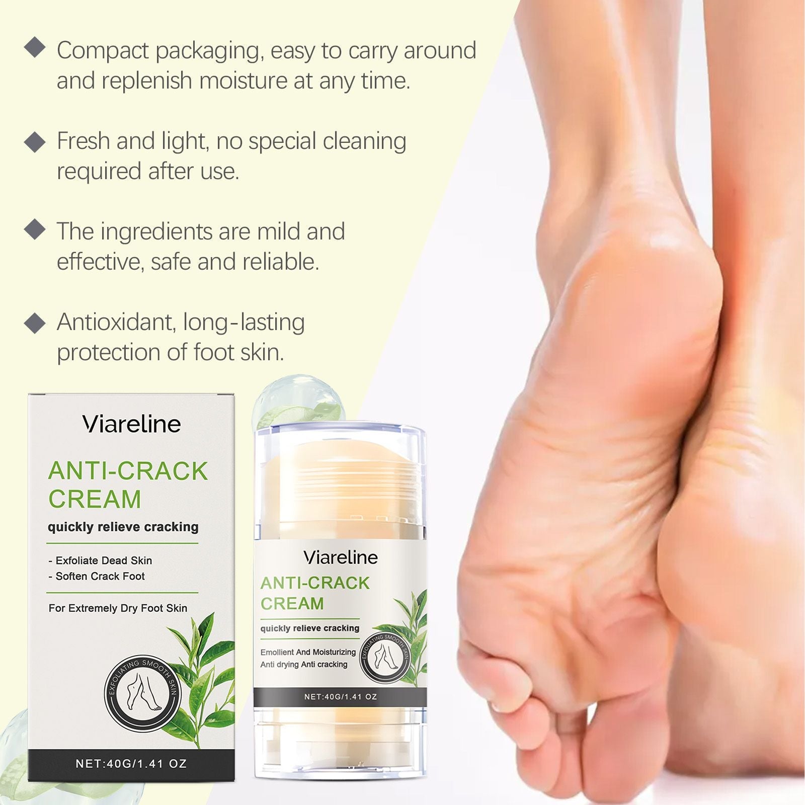 Viareline Foot Care Stick Soothes Dry, Hydrates And Moisturizes Foot Skin Daily Care Stick