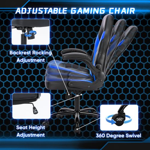 Ergonomic Office Computer Home Gaming Desk Chair Adjustable PU Leather Racing Chair Flip-up Armrest For Christmas Furniture
