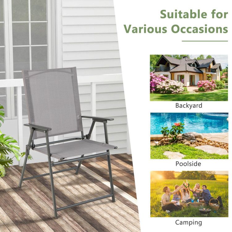Set of 4 Patio Folding Chair Set with Rustproof Metal Frame
