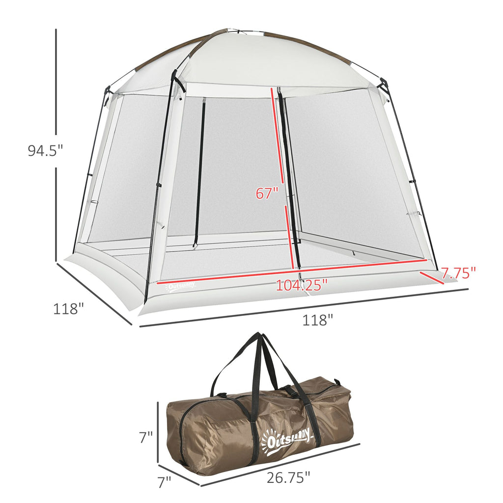 10'x10' Mesh Tent w/ 2 Doors Carry Bag and Breathable Walls, UV50+ Protection Screen House, Easy Setup and Pack, White