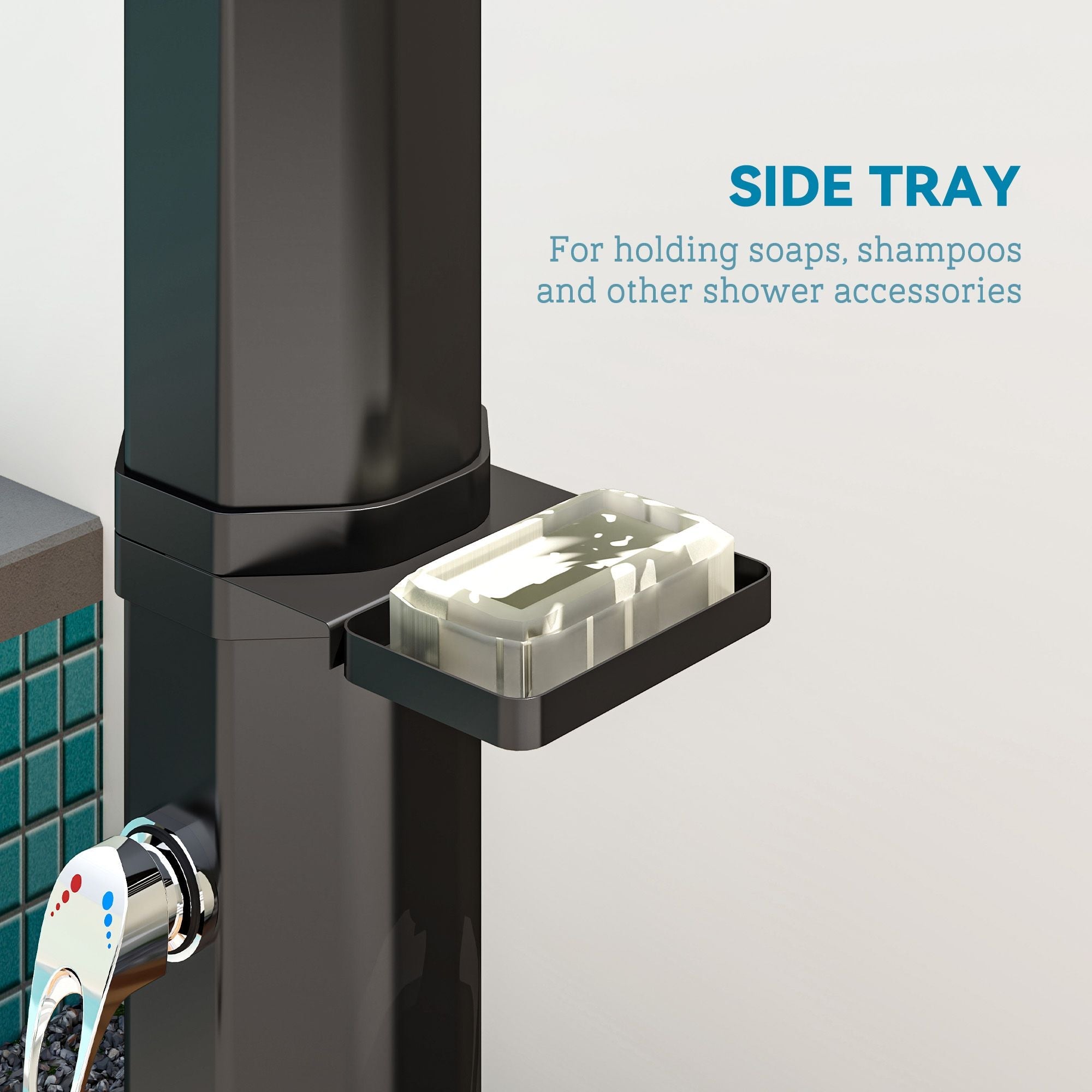 7.1FT Slolar Heated Outdoor Shower, 9.2 Gal Outdoor Solar Shower for Backyard Poolside Beach Spa