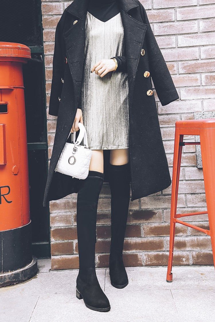 Winter New Style Fashion SquareOver Knee Boots overlapping Bandage