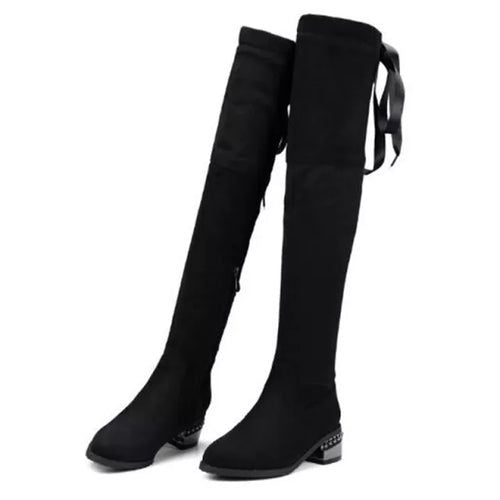 Winter New Style Fashion SquareOver Knee Boots overlapping Bandage