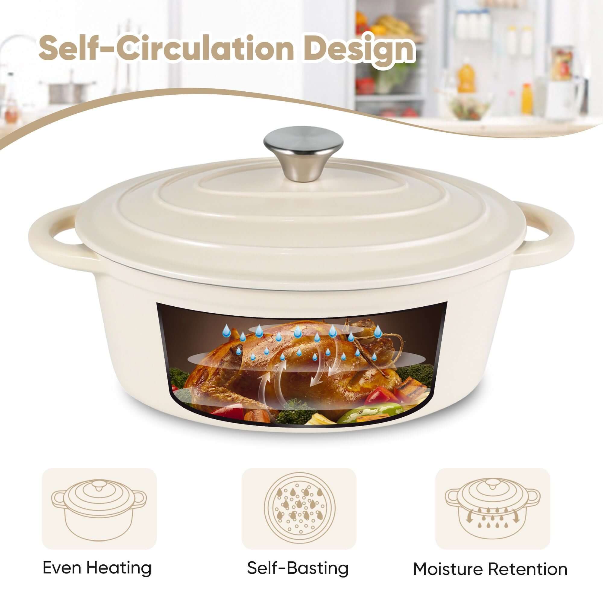 Cast iron soup POTS are suitable for various tools, such as ceramic, gas, induction cookers or barbecue grills. It can be used for cooking, baking and refrigeration.