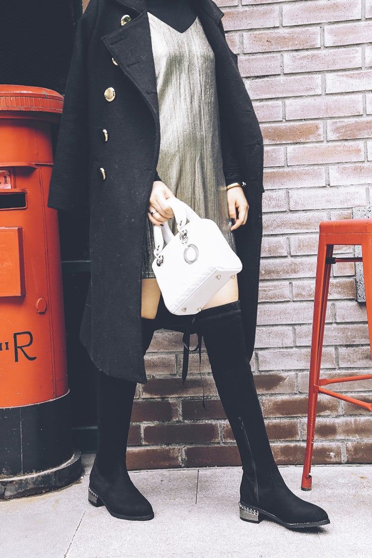 Winter New Style Fashion SquareOver Knee Boots overlapping Bandage