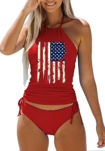 Womens Two-Piece Set Cow Skull with Leopard Print Sets Swimwear Top Sets Swimwear