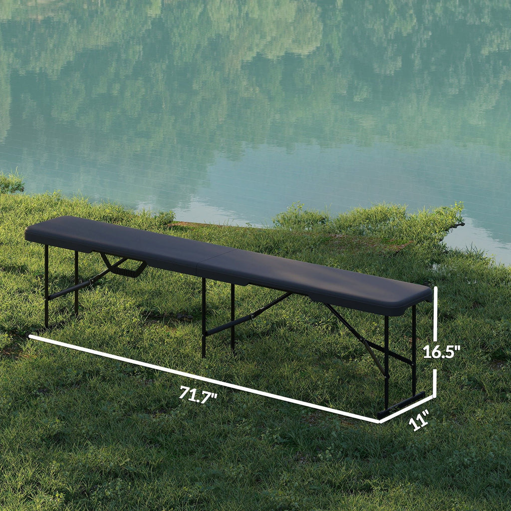 2 Pack 6 ft Portable Foldable Bench Seats, Plastic Folding Benches with Carrying Handle for Camping, Black
