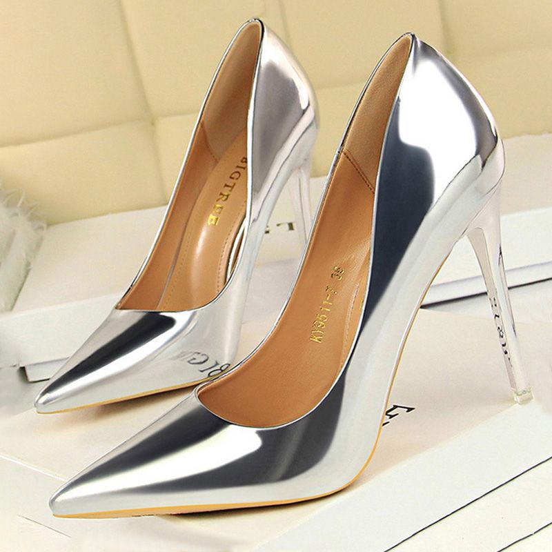 Women Pumps Patent Leather High Heels Shoes Women Basic Pump Wedding Shoes Female Stiletto Women Heel Plus Size 43