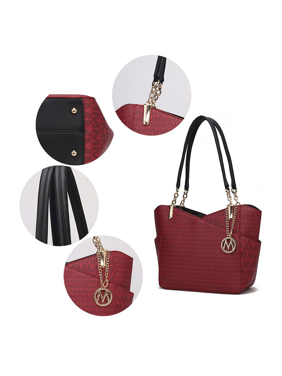 MKF Collection Jules M Logo Printed Vegan Leather Women Tote Bag by Mia k