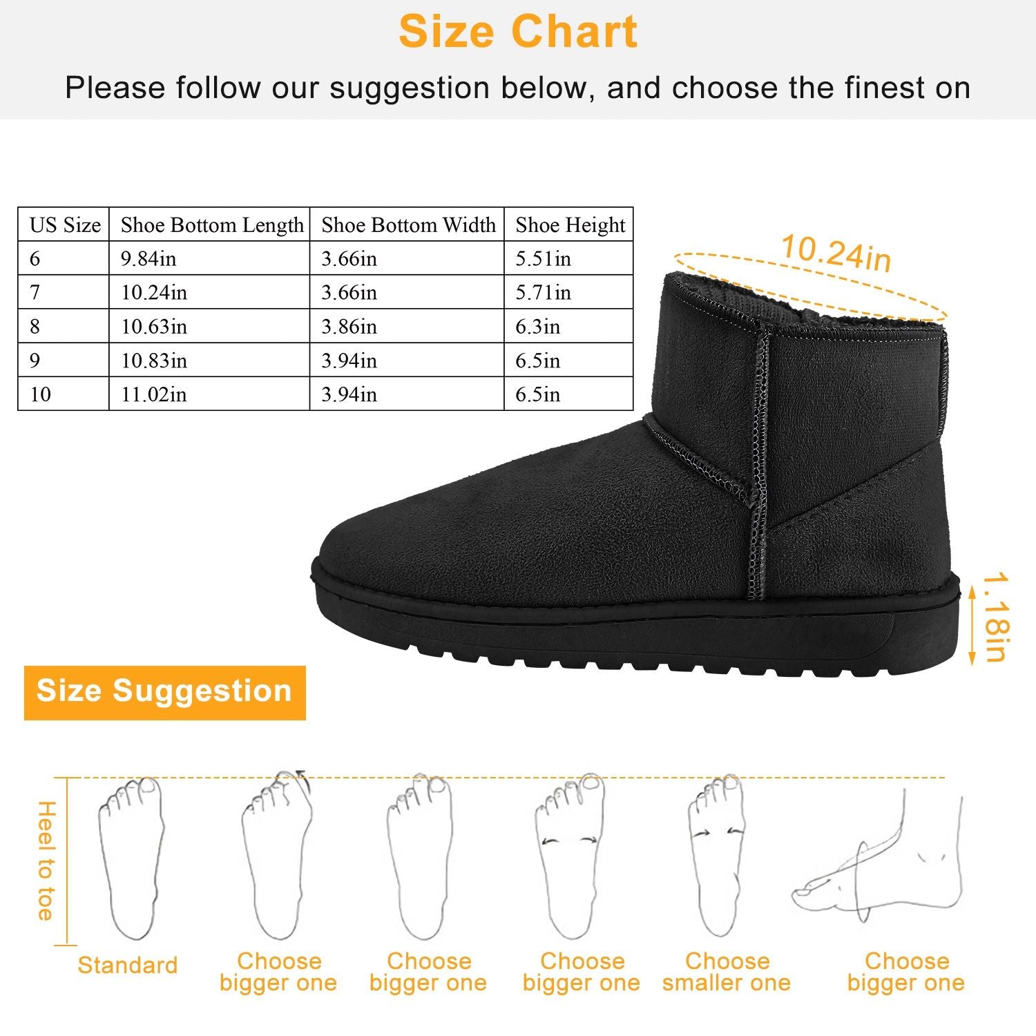 Women Lady Snow Boots Suede Mid-Calf Boot Shoe Short Plush Warm Lining Shoes w/ Anti-slip Rubber Base Knitting Design