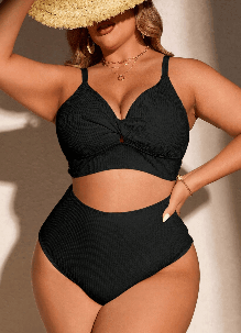 Womens Plus Size Bikini Twist High Waisted Bikini Sets Push Up Bikini Swimsuits Tummy Control 2 Piece Bathing Suit