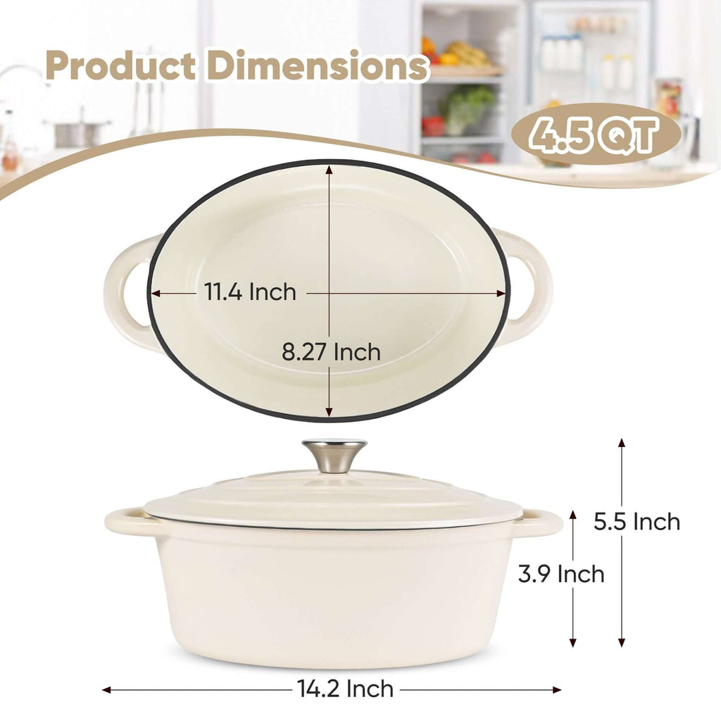 Cast iron soup POTS are suitable for various tools, such as ceramic, gas, induction cookers or barbecue grills. It can be used for cooking, baking and refrigeration.