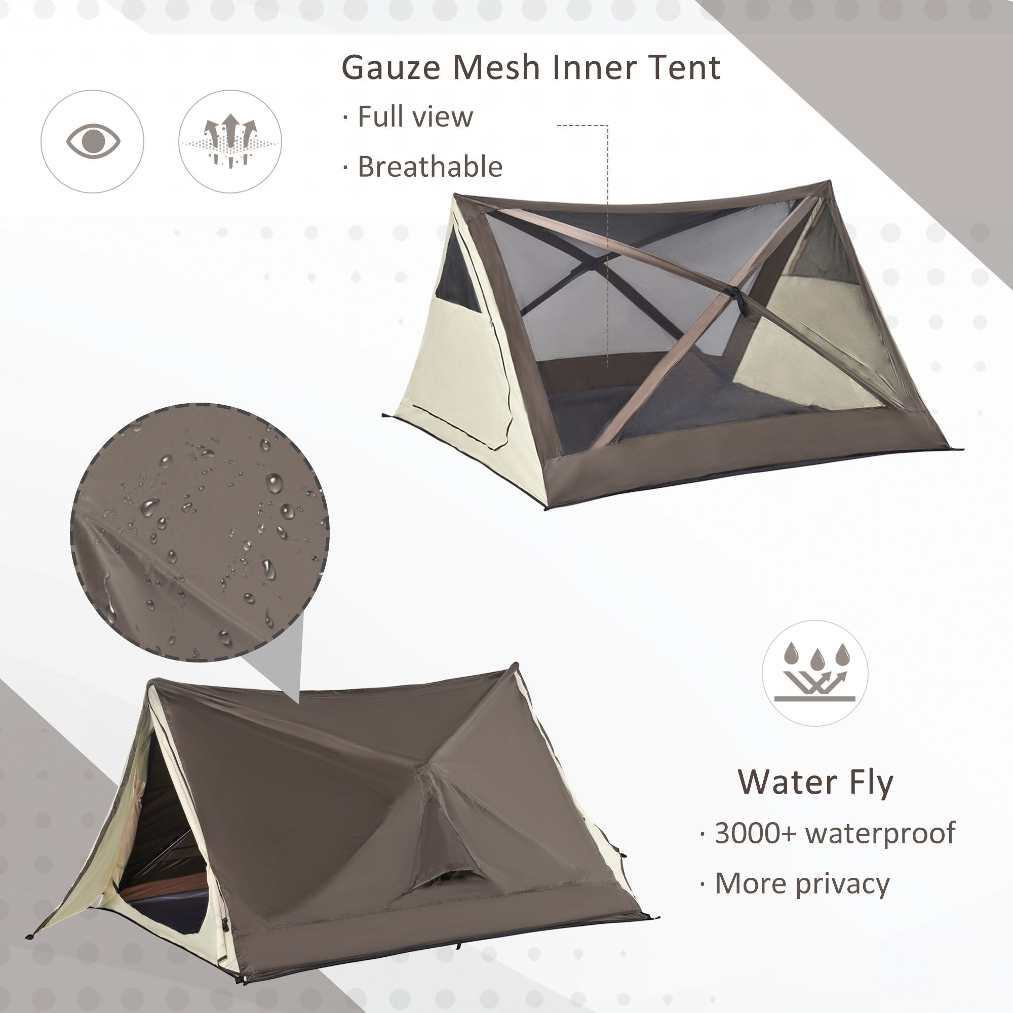 Camping Tent, Easy Setup for 2-3 People, Ventilation Windows, Travel Bag Included