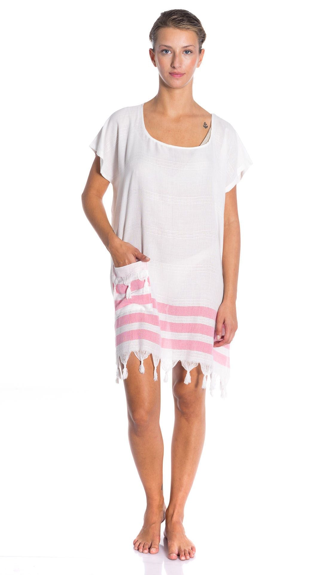 All Cotton Swimsuit Cover Ups for Women Short Sleeve Beach Dress