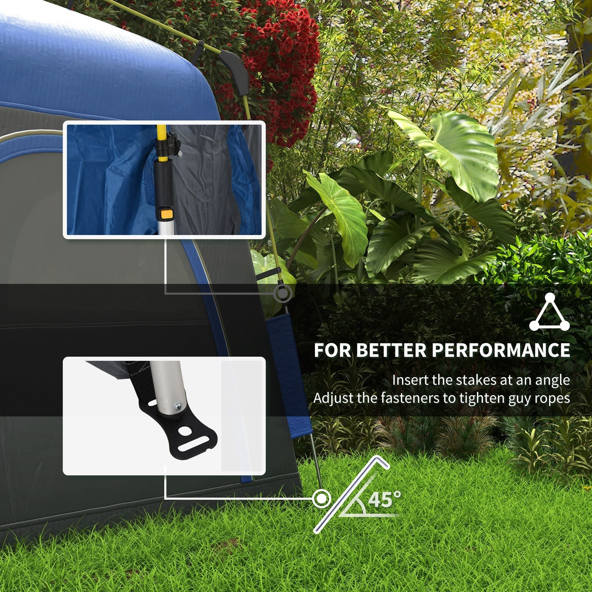 Camping Tents 4 Person Pop Up Tent Quick Setup Automatic Hydraulic Family Travel Tent w/ Windows, Doors Carry Bag Included