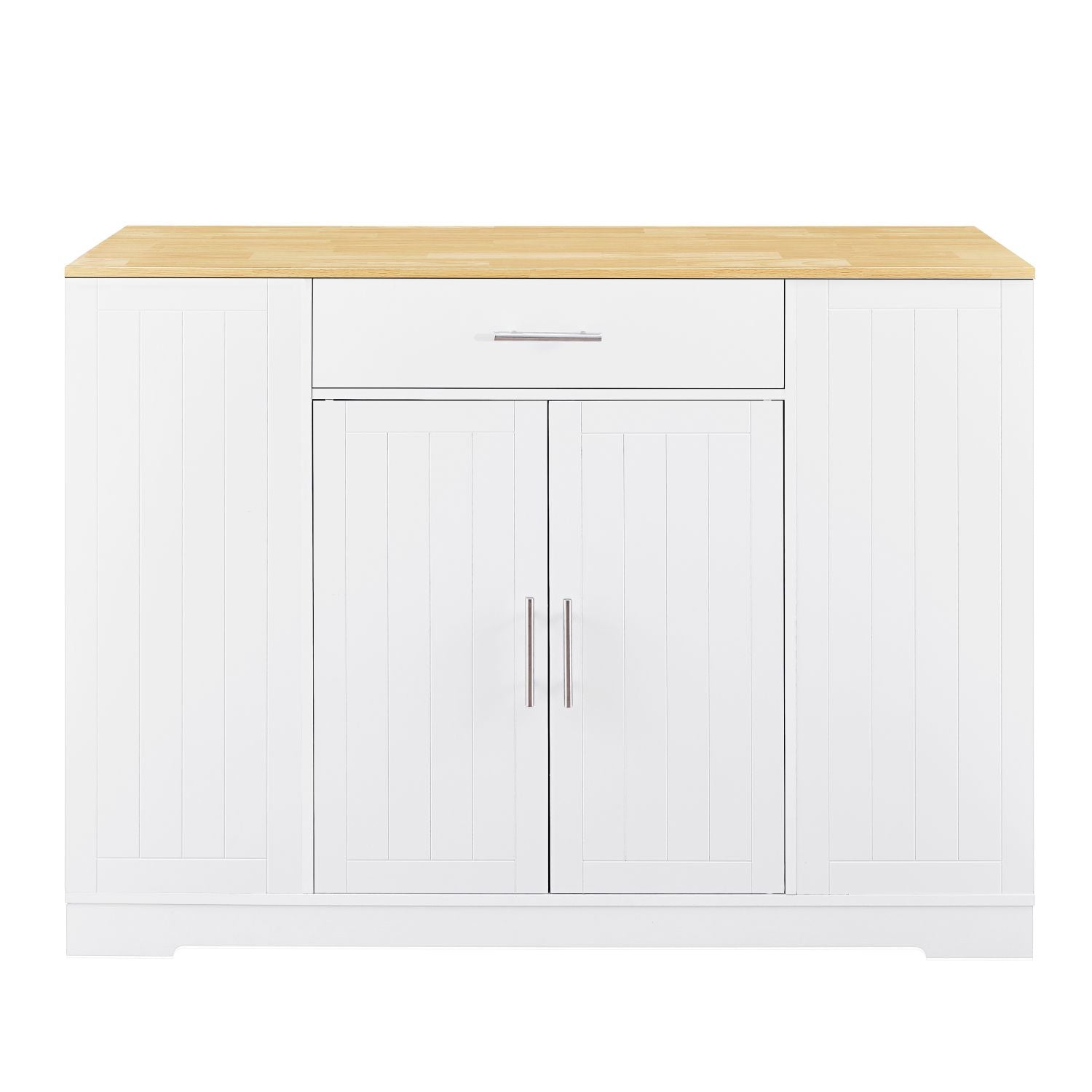 53'' Kitchen Storage Islands with Drawers and Trash Can Storage for Kitchen & Dining. Modern Farmhouse Design, White, 53.2"W x 20.9"D x 38.0"H.