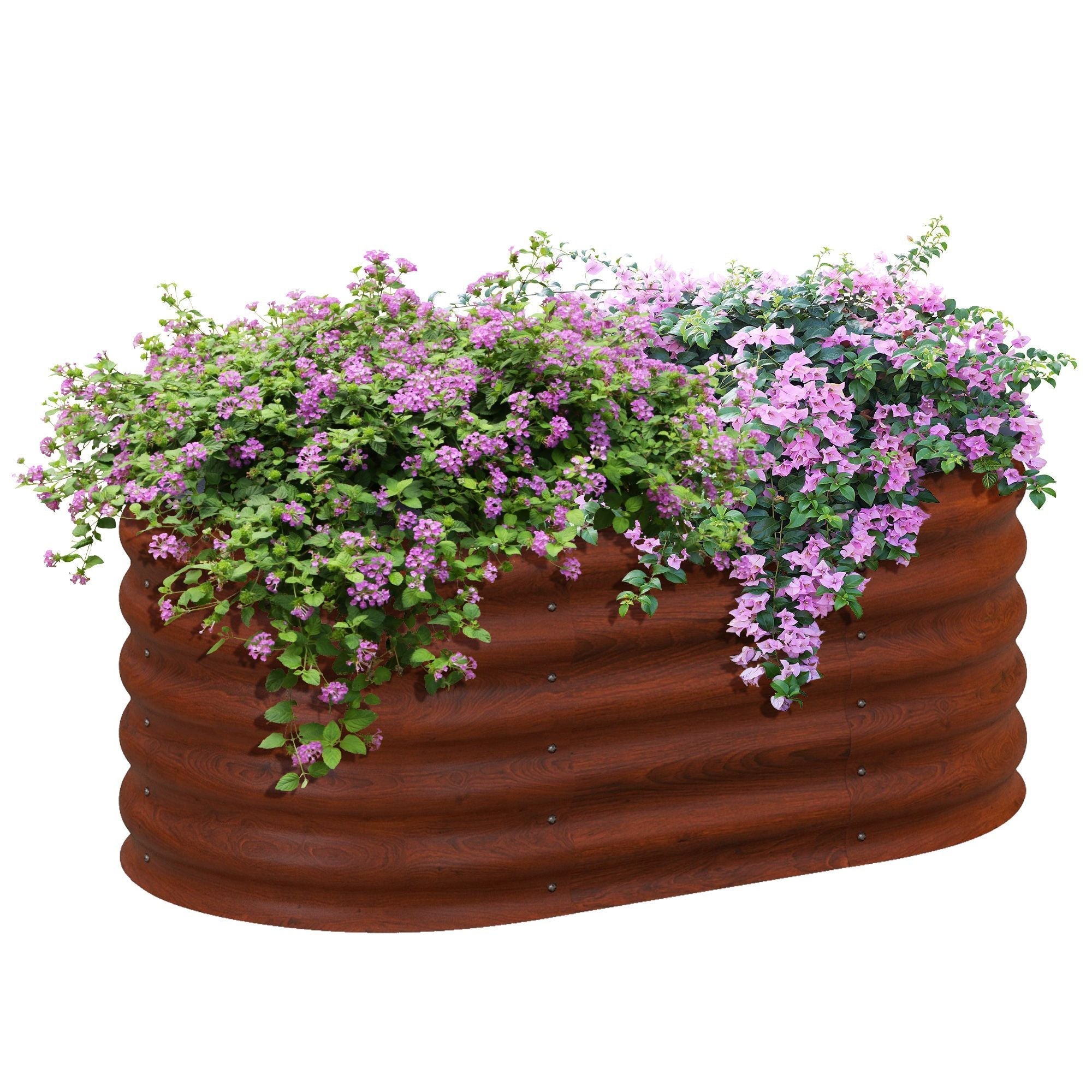 Outsunny 3.5' x 2' x 1.4' Galvanized Raised Garden Bed Kit, Outdoor Metal Elevated Planter Box with Safety Edging, Easy DIY Stock Tank for Growing Flowers, Herbs & Vegetables, Brown