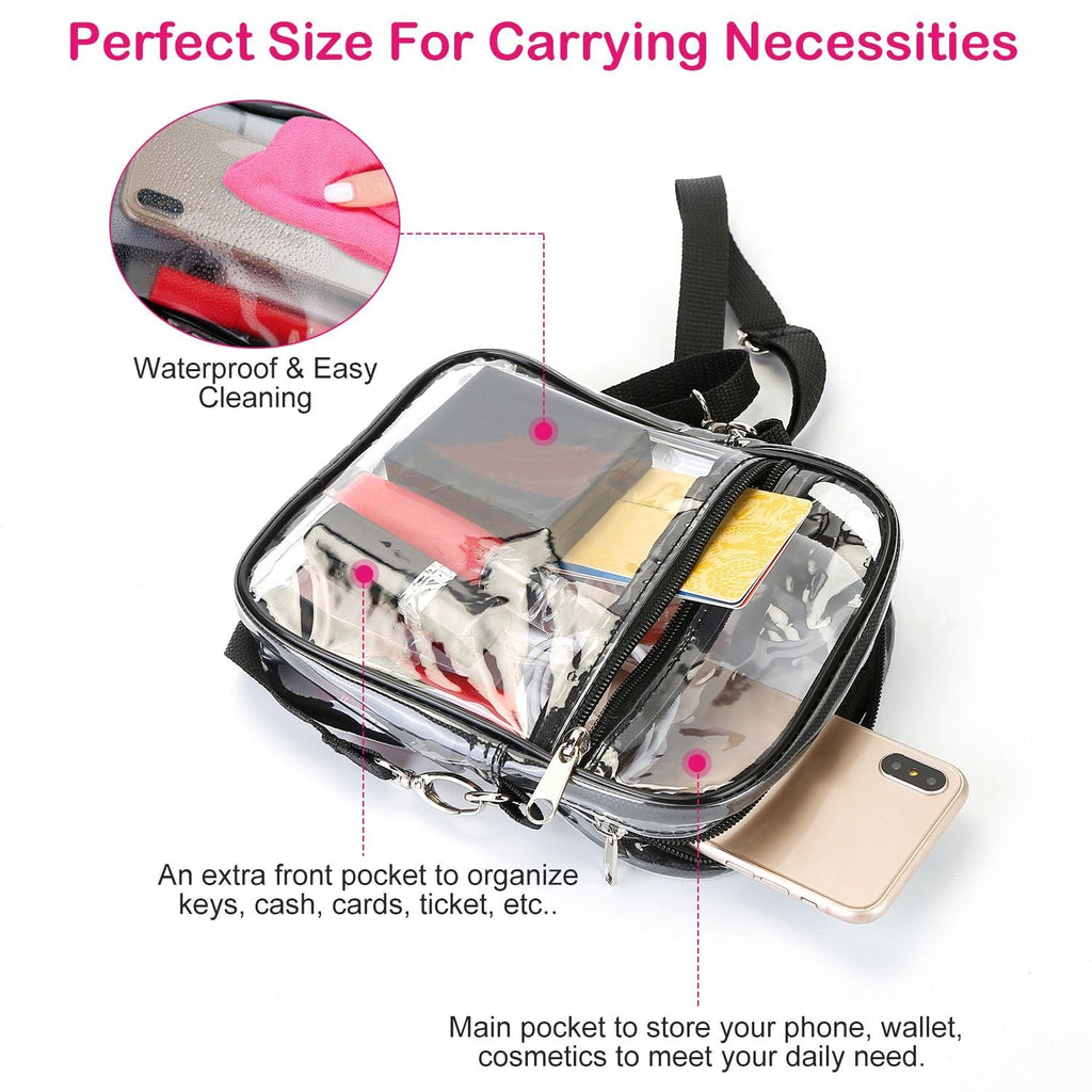 Clear Crossbody Bag Stadium Approved Clear Purse Transparent Small Shoulder Bag See Through Zip Pouch Tote Bag