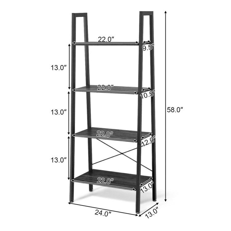 4-Tier Ladder Shelf Bookcase Bookshelf Display Rack Plant Stand