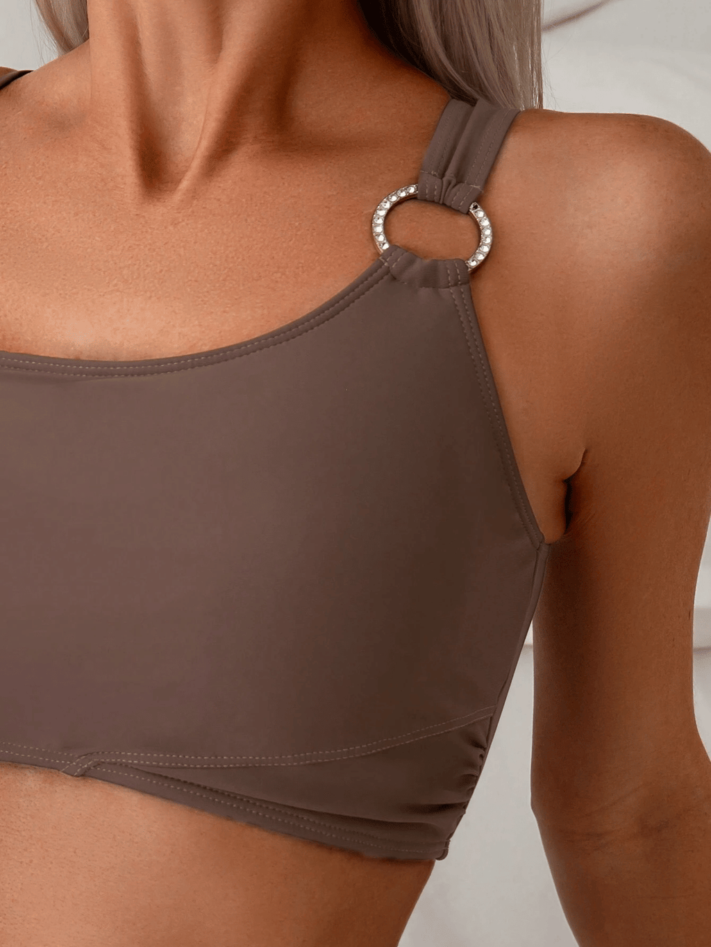 Women's minimalist asymmetrical split style quick drying bikini swimsuit