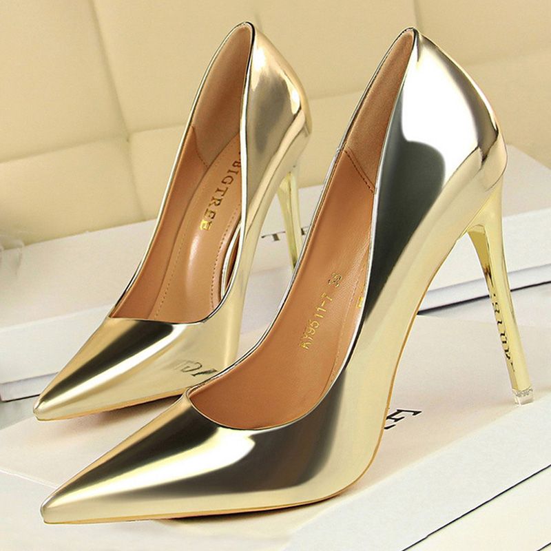 Women Pumps Patent Leather High Heels Shoes Women Basic Pump Wedding Shoes Female Stiletto Women Heel Plus Size 43