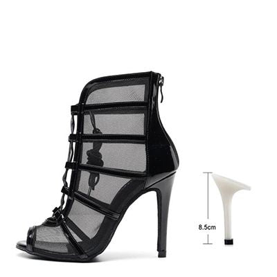 Woman High Top Latin Dance Shoes Red Black Ballroom Dance Boots Women Salsa Tango Dancing Shoes Girls Soft Bottom Party Sandals