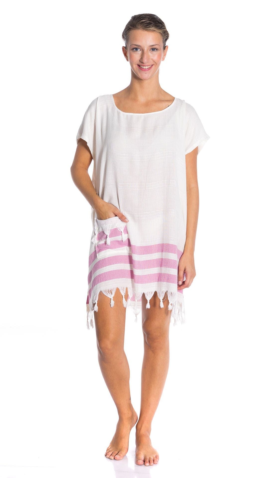 All Cotton Swimsuit Cover Ups for Women Short Sleeve Beach Dress