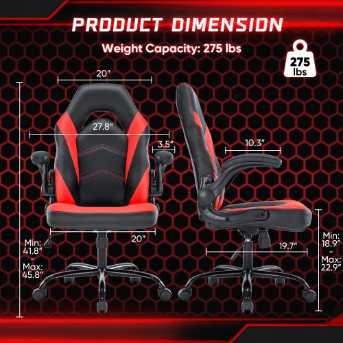Ergonomic Office Computer Home Gaming Desk Chair Adjustable PU Leather Racing Chair Flip-up Armrest For Christmas Furniture