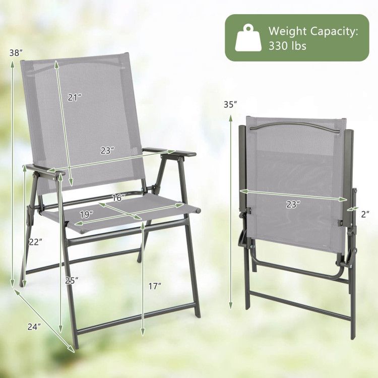 Set of 4 Patio Folding Chair Set with Rustproof Metal Frame