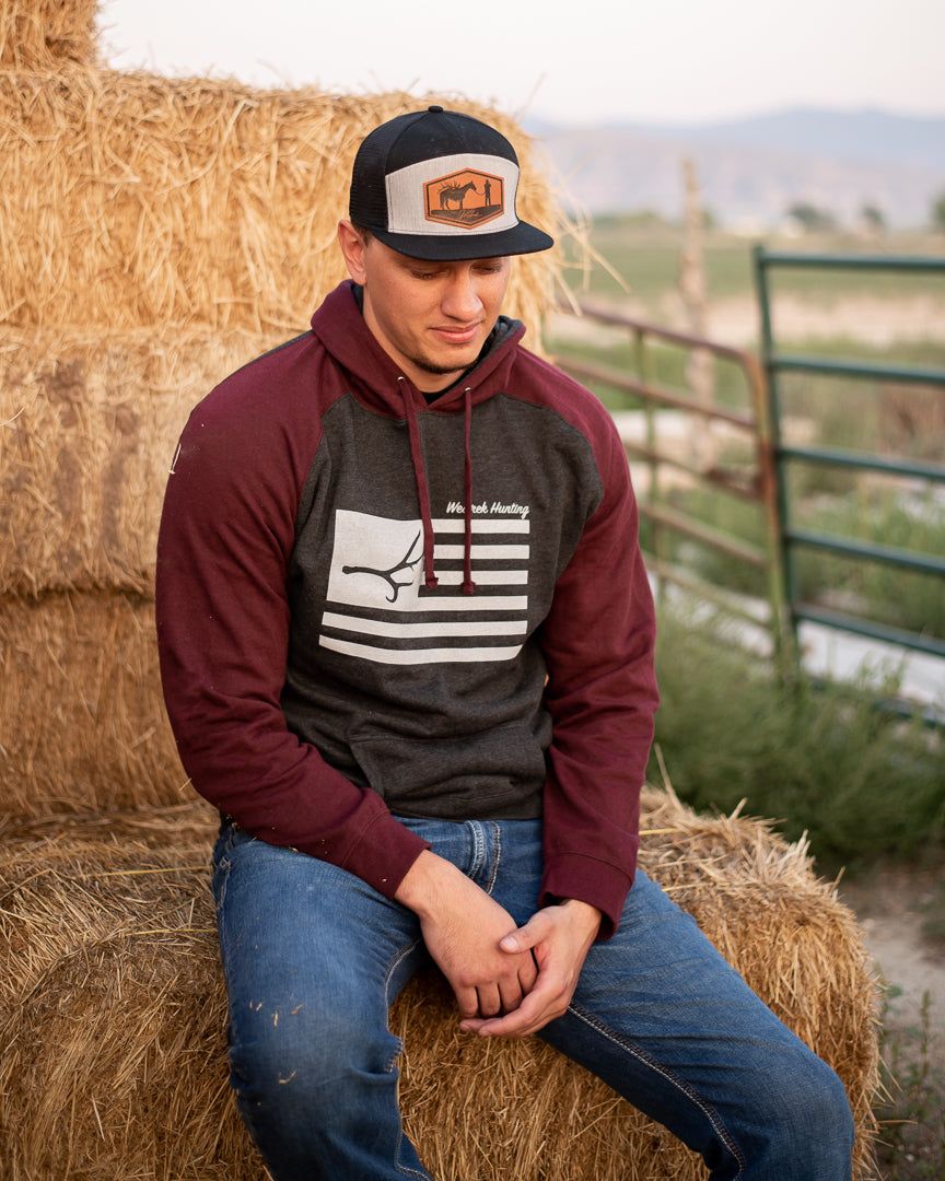 Freedom Flag Hoodie (Burgundy/Charcoal)