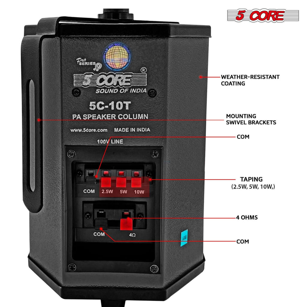 5 CORE Outdoor Speakers Pair Stereo in Wall Speaker 100W Peak Passive Mount Wired Waterproof Patio House Garage Indoor Exterior Audio System Bocinas para Casa - 10T G 2PCS