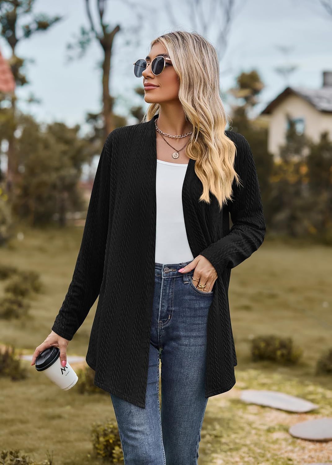 Cardigan for Women Long Sleeve Sweaters Casual Lightweight Knit Open Front Fall Fashion Outfits