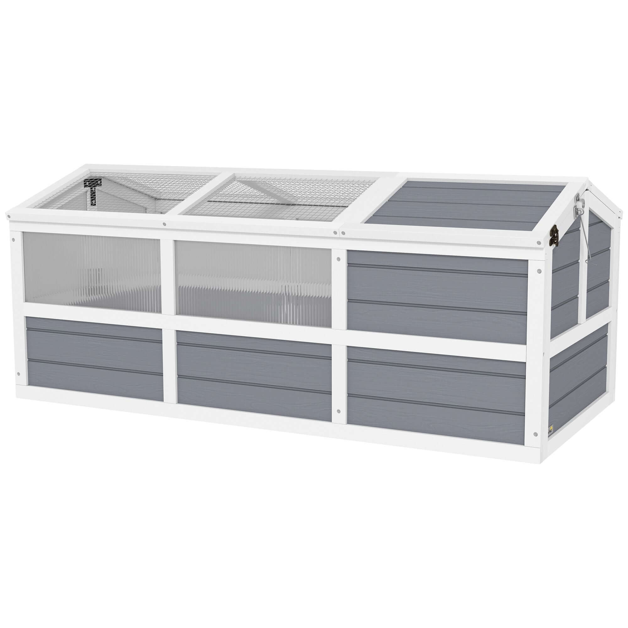 PawHut Tortoise Habitat Outdoor Tortoise Enclosure with Bottomless Design, Doors, PC Sun Panel Windows, for Small Animals, Light Gray