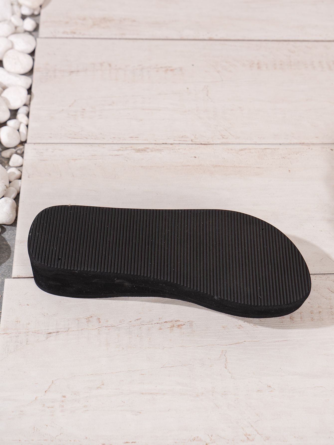 Women's Solid Color Flip Flops, Platform Slip on Rhinestone Decor Beach Slides, Non-Slip Wedge Seaside Slides