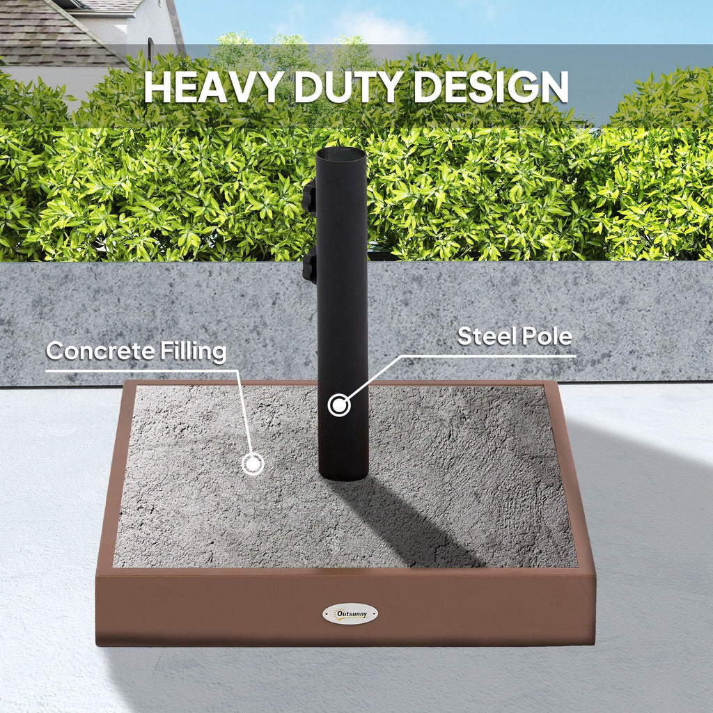 Outsunny Square Patio Umbrella Base, 42 lbs Concrete Heavy Duty Umbrella Base with Holder for 1.25"/1.5" Poles for Outdoor, Lawn, Poolside, Coffee