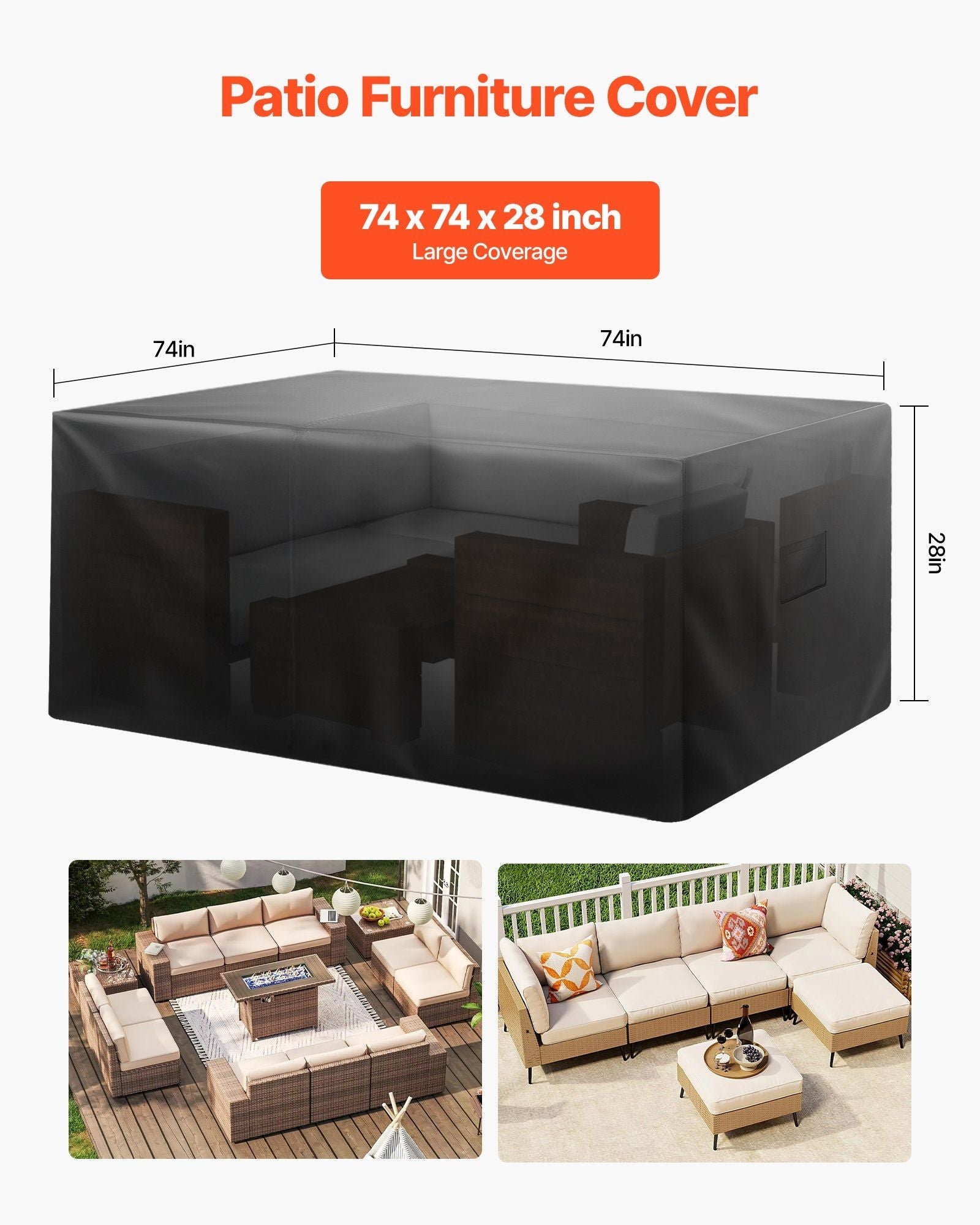 Patio Outdoor Furniture Cover 420D Waterproof Table Chairs Sofa 74x74 inch