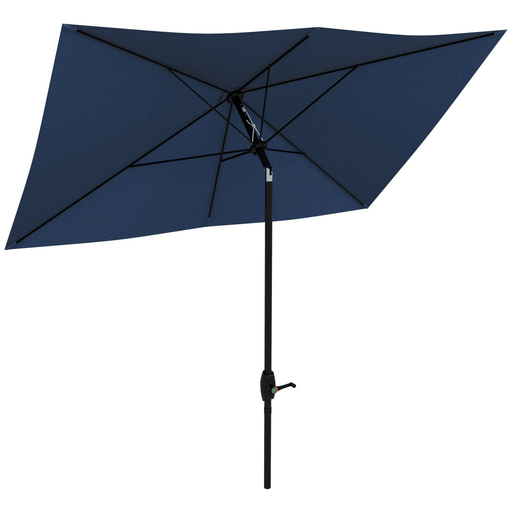 Outsunny 6.6x10ft Rectangular Umbrella: Blue Patio Shade with Crank & Tilt