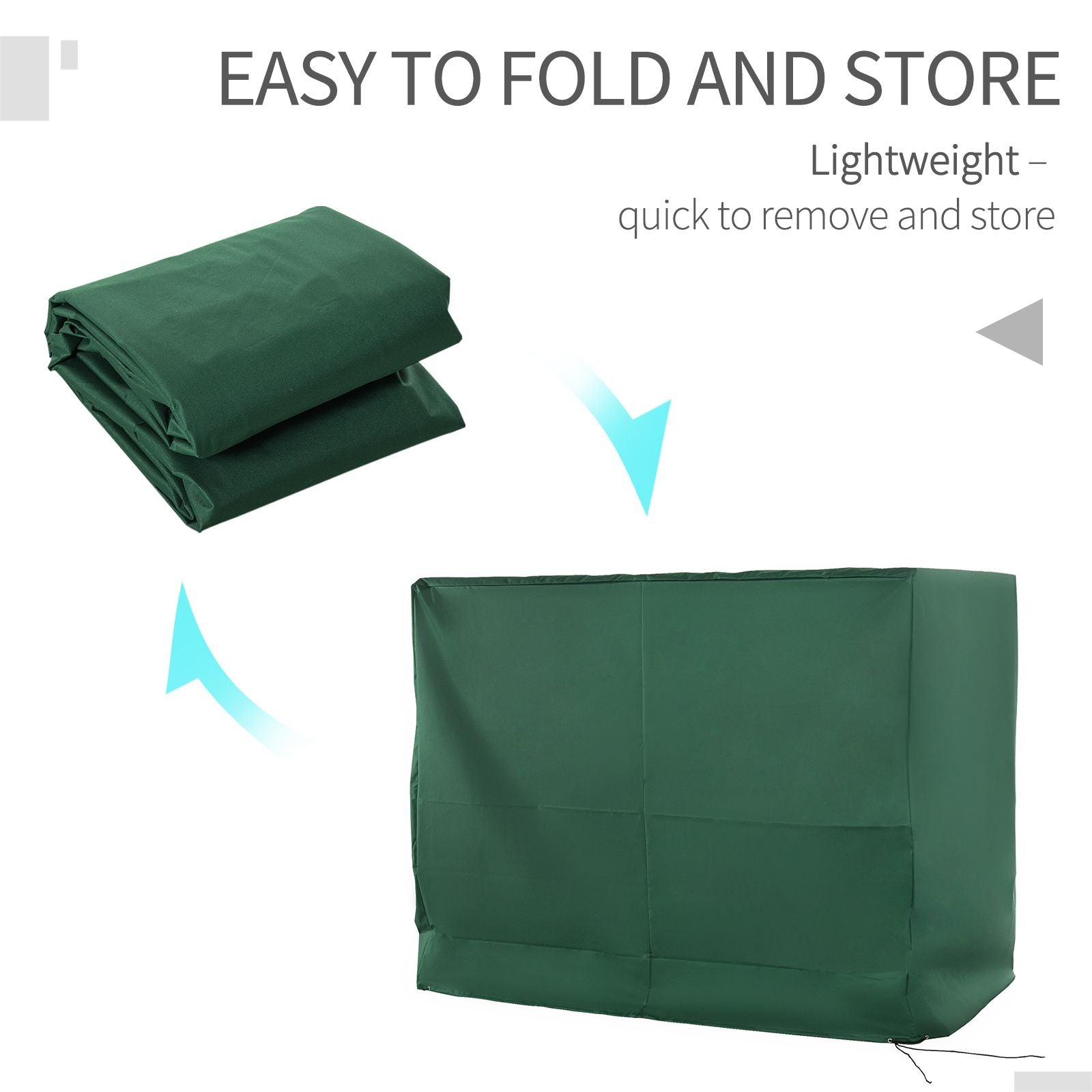 Outsunny 600D Oxford 3-Seater Patio Swing Cover Outdoor Swing Chair Cover Rain Protection Waterproof Anti-UV, Dark Green