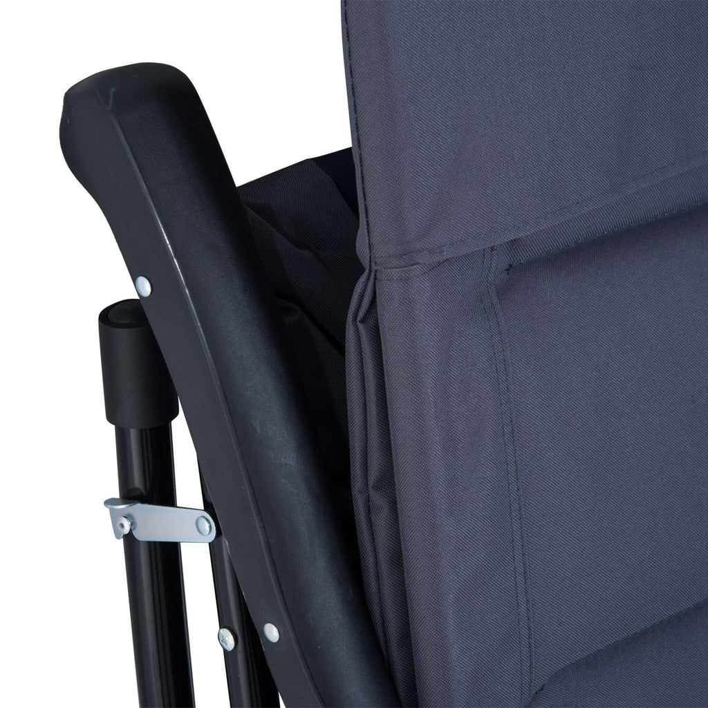 Outsunny 2 Piece Outdoor Patio Rocking Chair Set, Armrests, Padded Seat & Backrest, Navy Blue & Gray