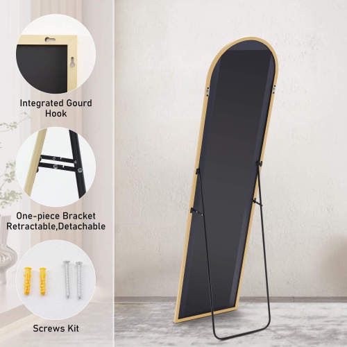 Floor Standing Mirror, Wall Mirror with Stand Aluminum Alloy Thin Frame,21''*64''