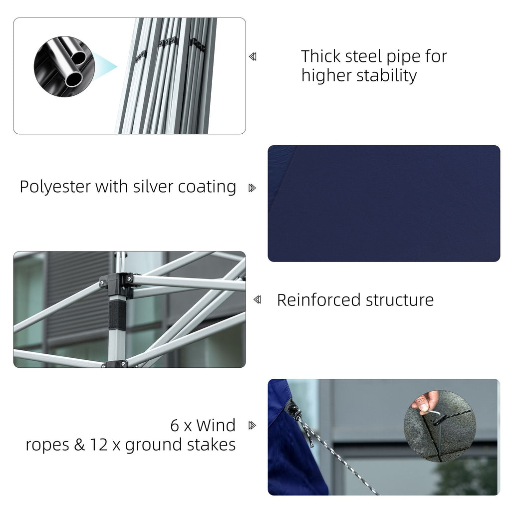 Outsunny 10' x 19' Pop Up Canopy with Easy Up Steel Frame, 3-Level Height Adjustable Event Party Tent with Carrying Bag