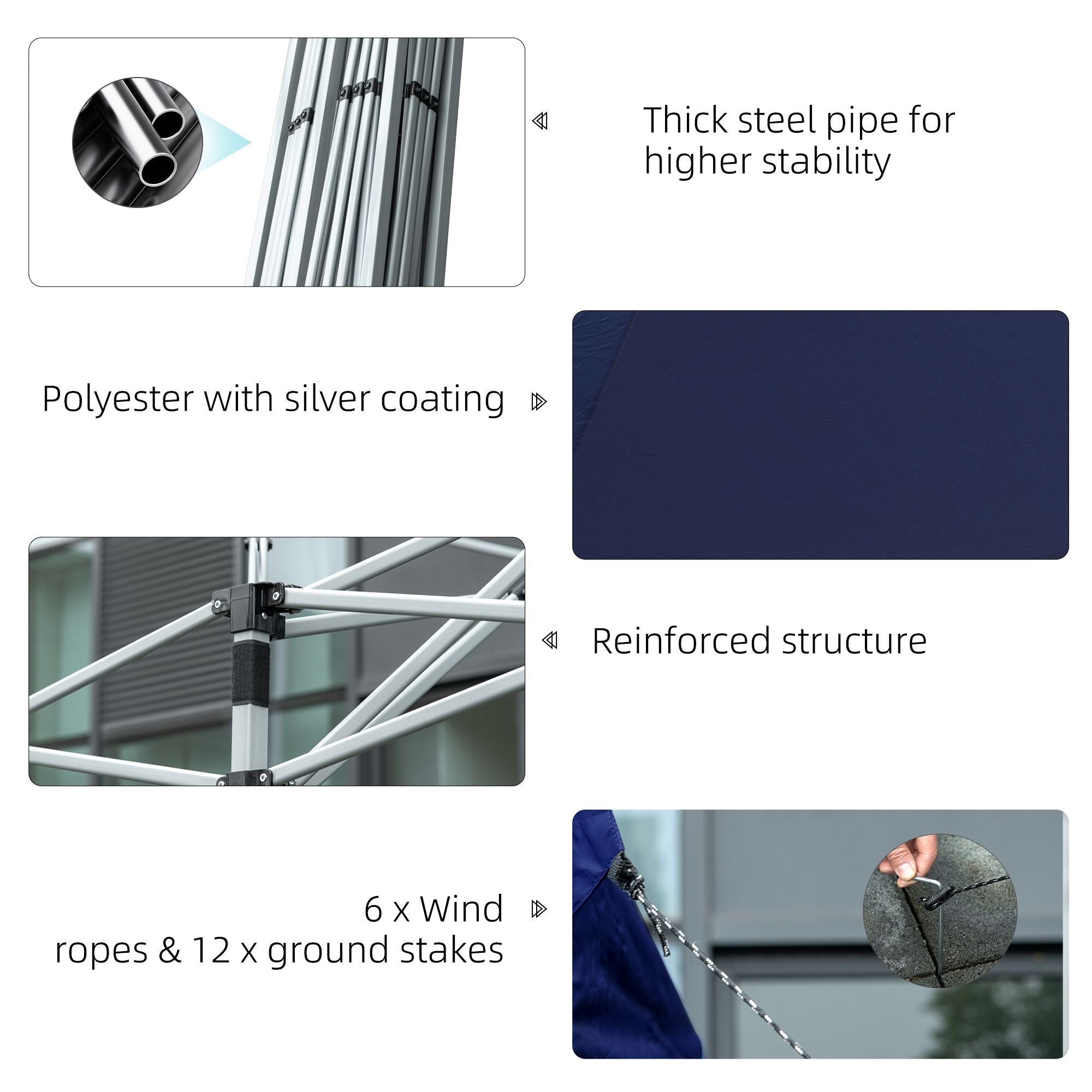 Outsunny 10' x 19' Pop Up Canopy with Easy Up Steel Frame, 3-Level Height Adjustable Event Party Tent with Carrying Bag