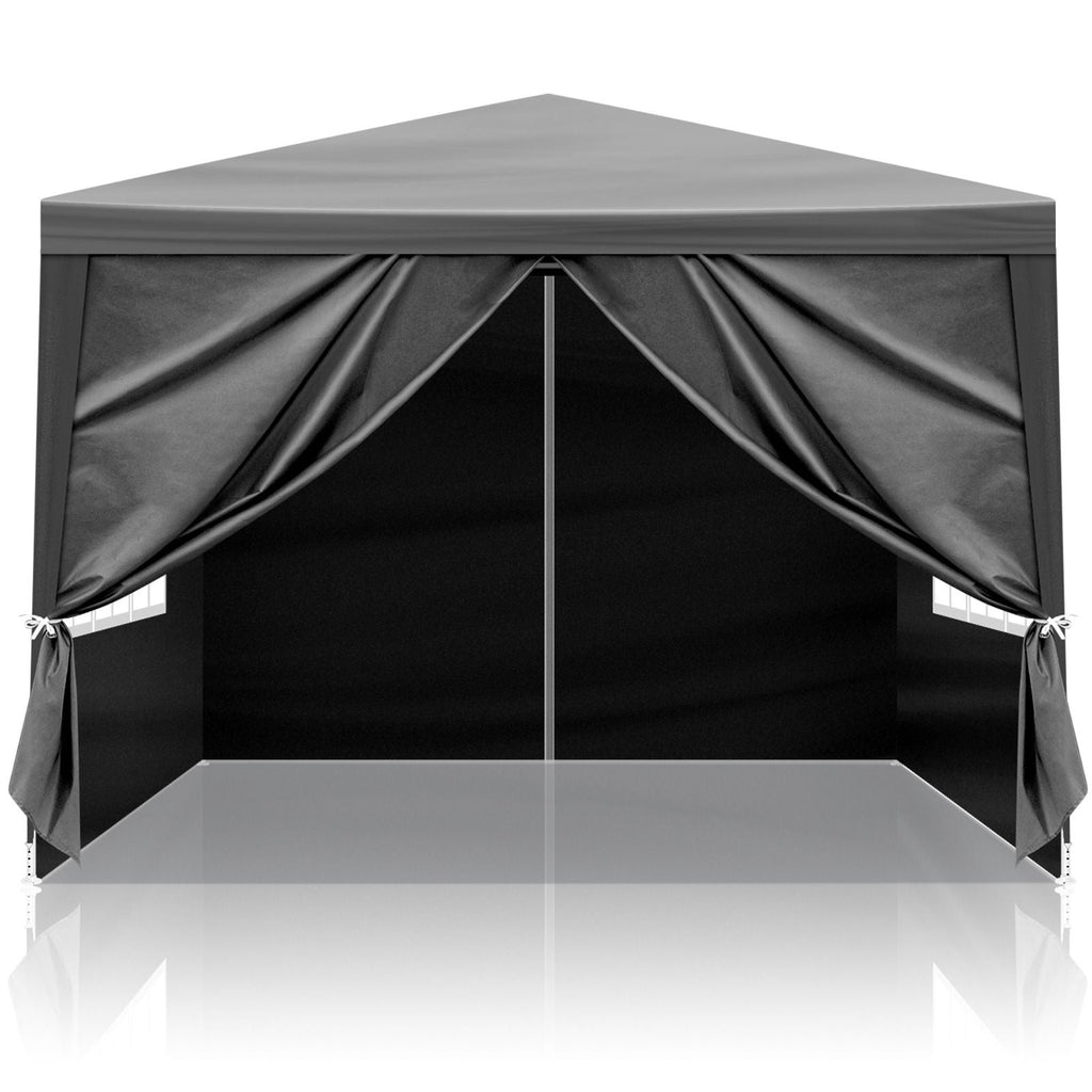 10x10 Feet Black Outdoor Pergola - Durable iron pipe frame and waterproof PE fabric portable and easy to install perfect for patio vacations festivals and parties