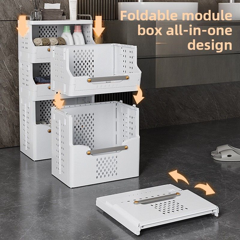 Laundry Basket Bathroom Foldable Dirty Clothes Storage Basket Wall Hanging Shelf