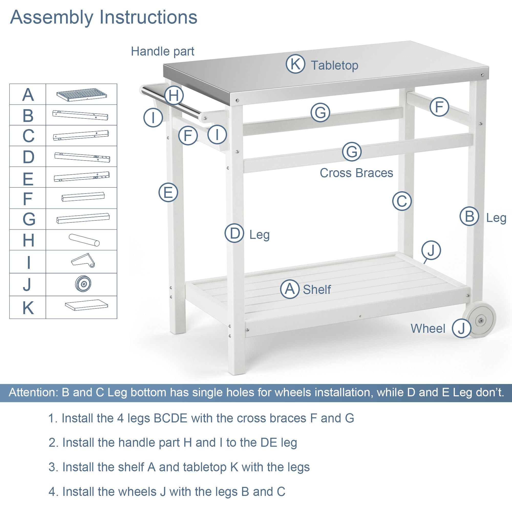 Outdoor Prep Cart Dining Table for Pizza Oven;  Patio Grilling Backyard BBQ Grill Cart