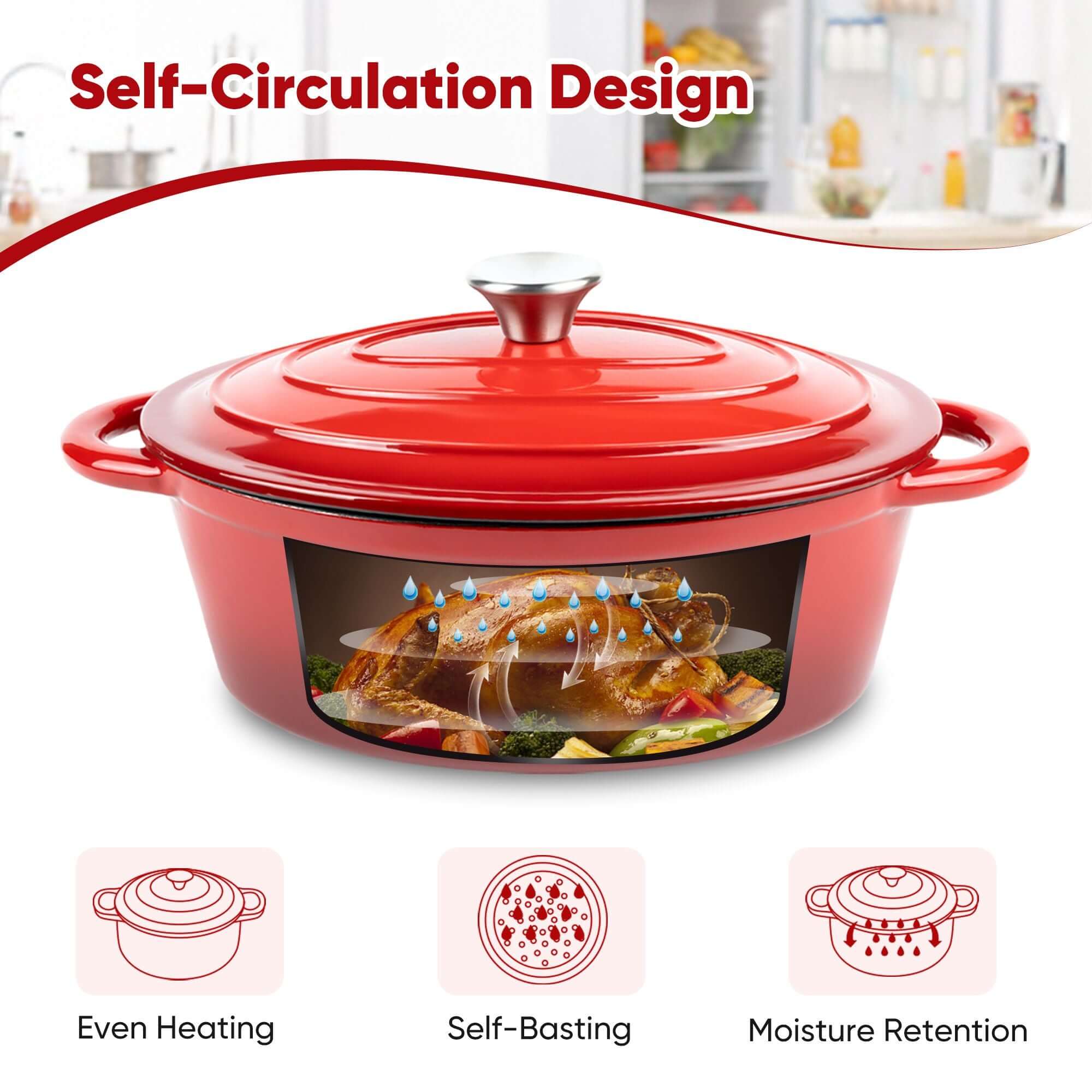 Cast iron soup POTS are suitable for various tools, such as ceramic, gas, induction cookers or barbecue grills. It can be used for cooking, baking and refrigeration.