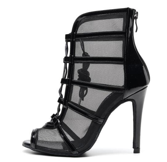 Woman High Top Latin Dance Shoes Red Black Ballroom Dance Boots Women Salsa Tango Dancing Shoes Girls Soft Bottom Party Sandals