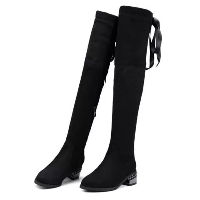 Winter New Style Fashion SquareOver Knee Boots overlapping Bandage