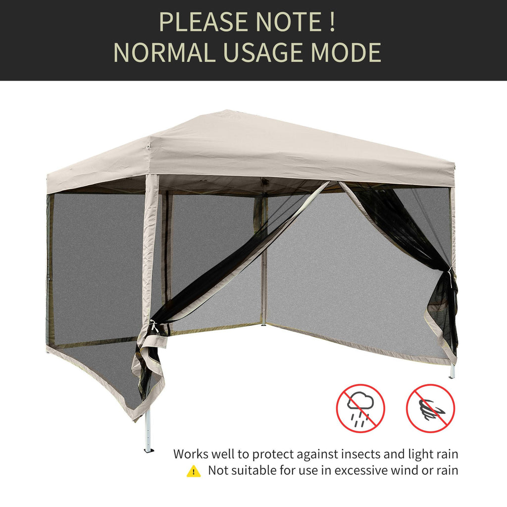Outsunny 10x10 Pop Up Canopy Tent, Mesh Sidewalls, Adjustable Height, Carry Bag Included - Garden Patio Shade, Easy Setup
