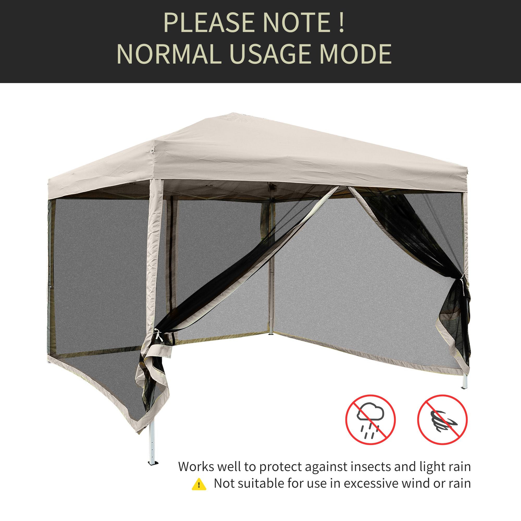 Outsunny 10x10 Pop Up Canopy Tent, Mesh Sidewalls, Adjustable Height, Carry Bag Included - Garden Patio Shade, Easy Setup